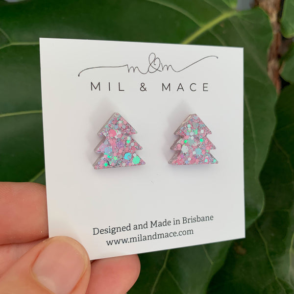 17mm Christmas Tree Resin Stud Earrings