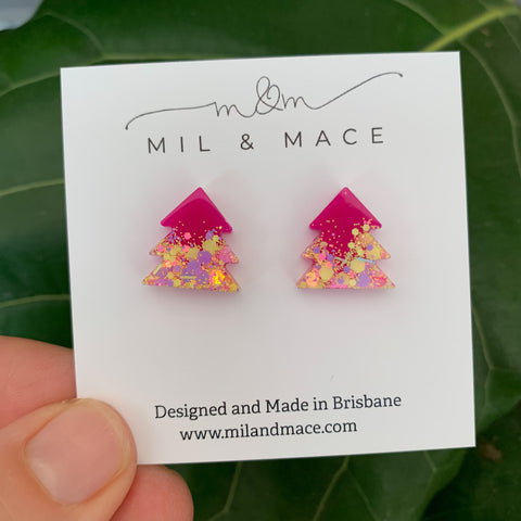 17mm Christmas Tree Resin Stud Earrings