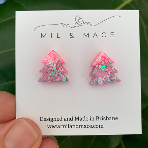 17mm Christmas Tree Resin Stud Earrings