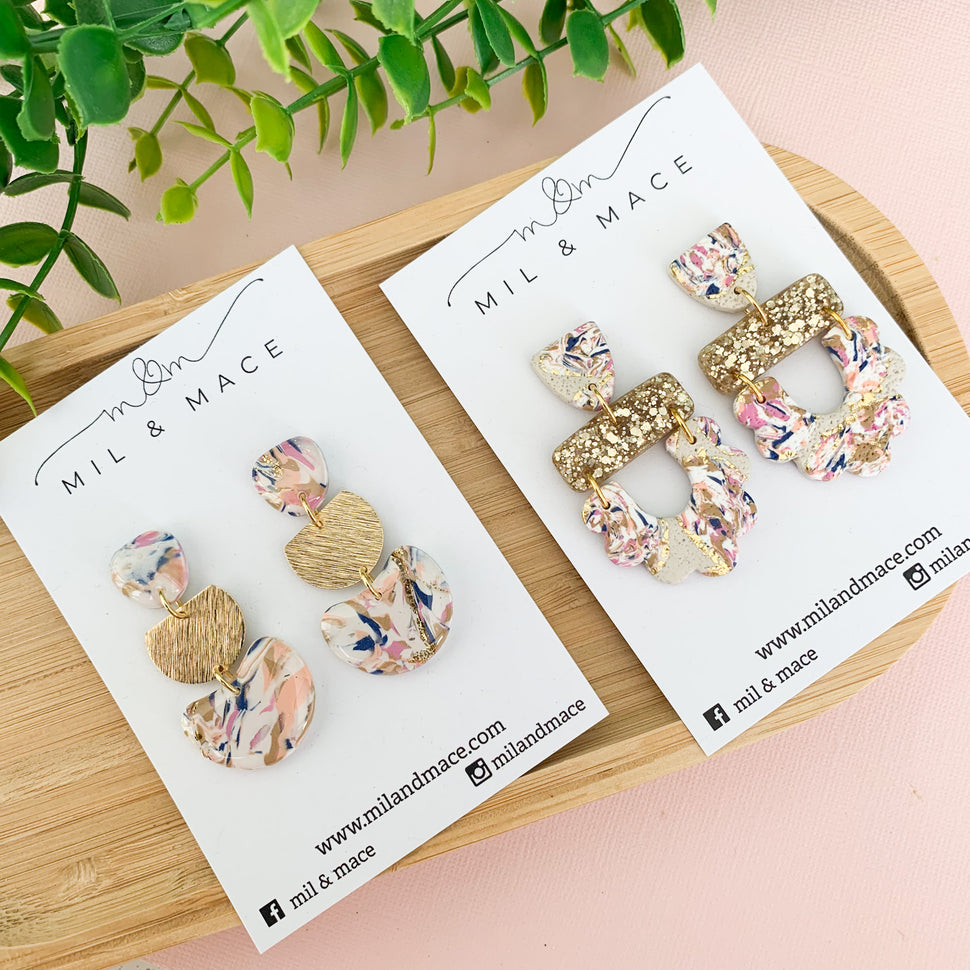 Mil and Mace Handmade Polymer Clay and Resin Earrings