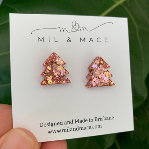 17mm Christmas Tree Resin Stud Earrings