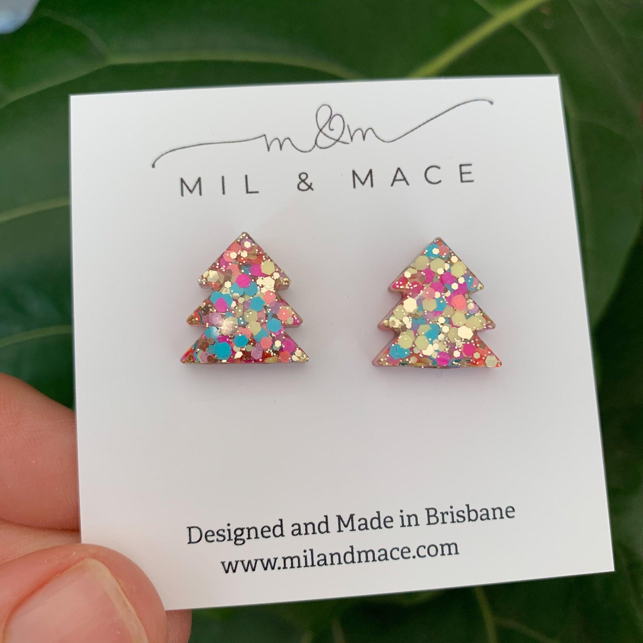 17mm Christmas Tree Resin Stud Earrings
