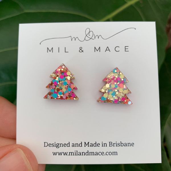 17mm Christmas Tree Resin Stud Earrings
