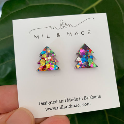 17mm Christmas Tree Resin Stud Earrings