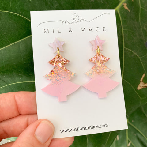 Christmas Tree Resin Dangle Earrings