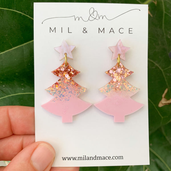Christmas Tree Resin Dangle Earrings