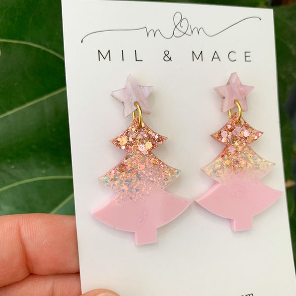 Christmas Tree Resin Dangle Earrings