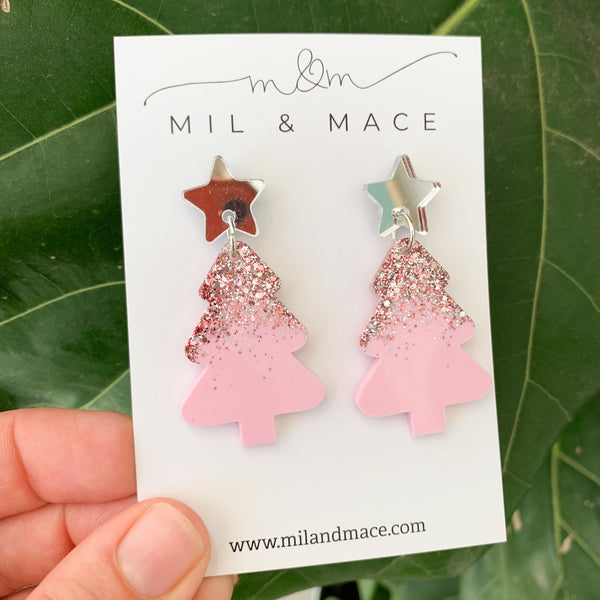 Christmas Tree Resin Dangle Earrings