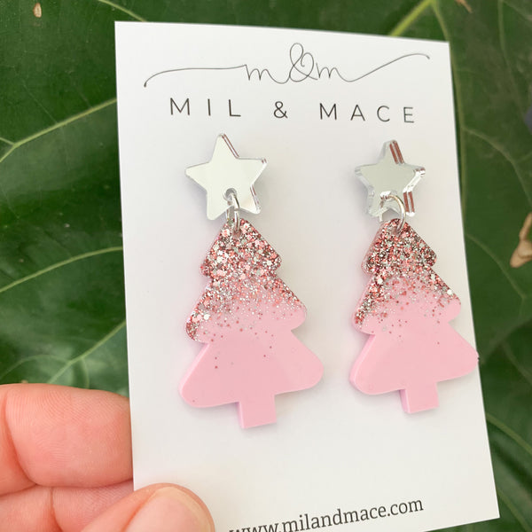 Christmas Tree Resin Dangle Earrings