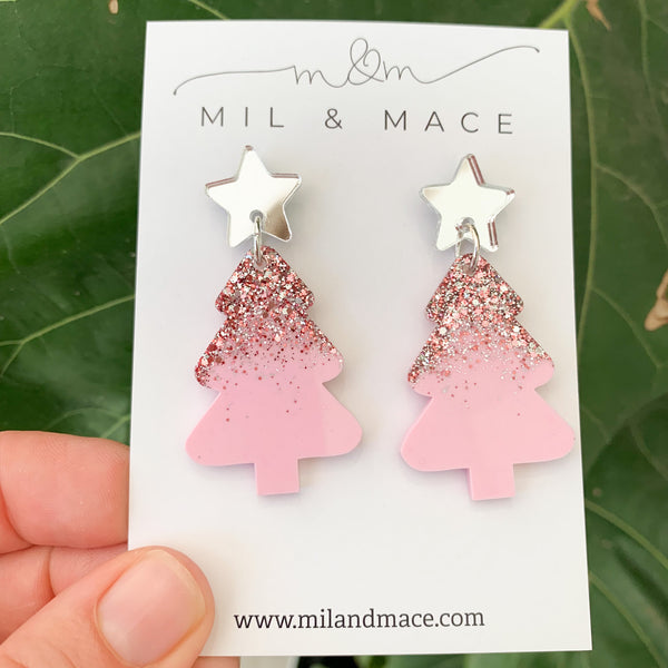 Christmas Tree Resin Dangle Earrings