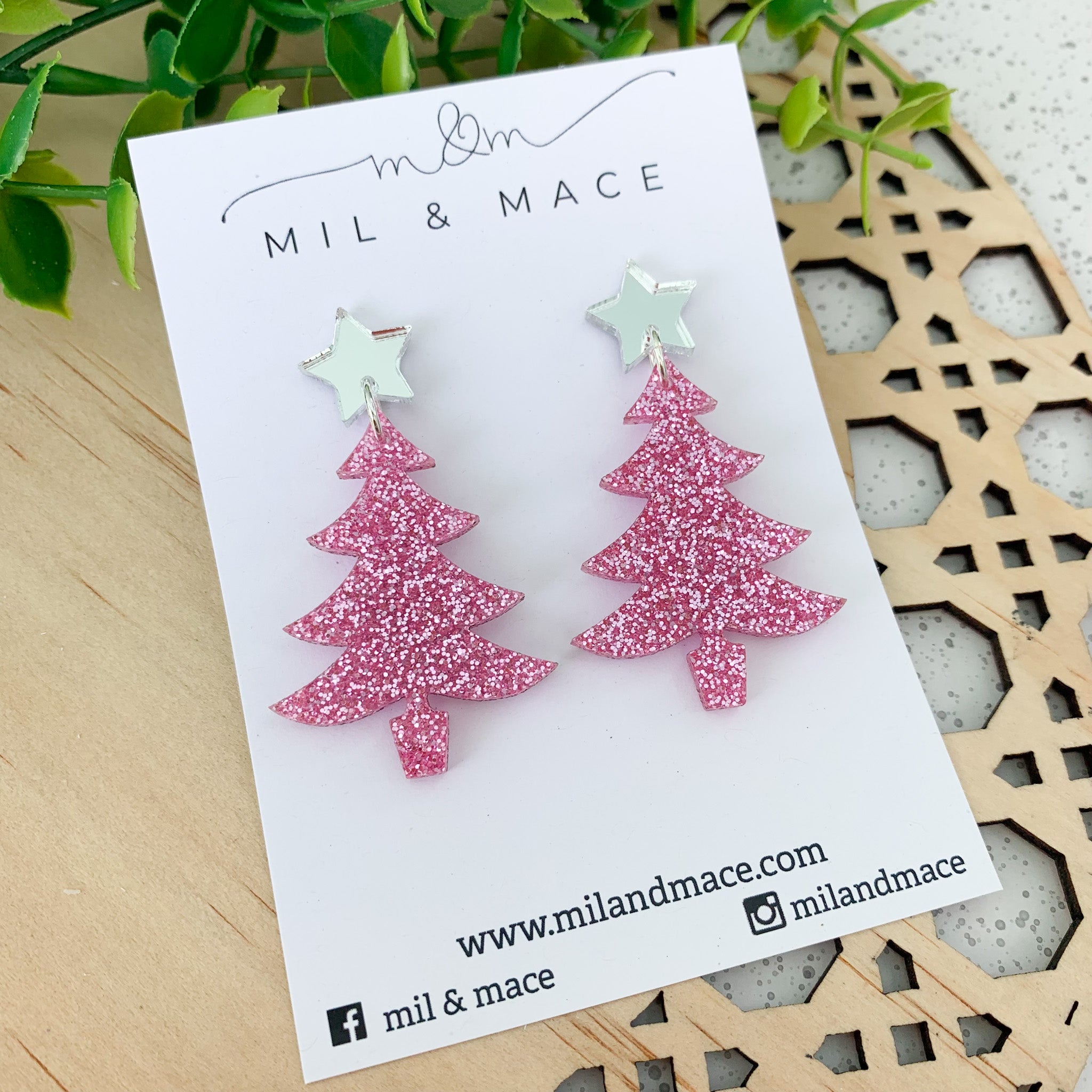 Christmas Tree Acrylic Dangle Earrings