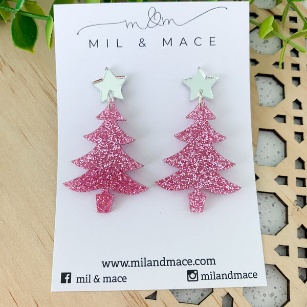 Christmas Tree Acrylic Dangle Earrings