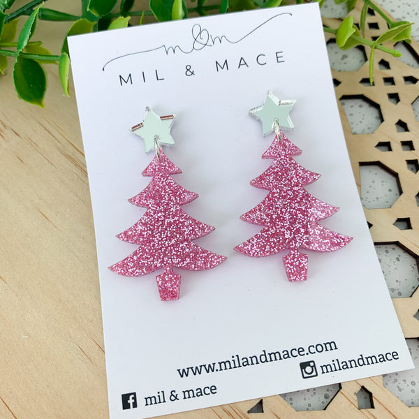 Christmas Tree Acrylic Dangle Earrings