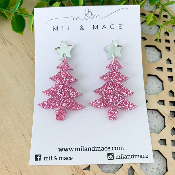 Christmas Tree Acrylic Dangle Earrings