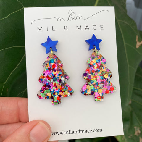 Christmas Tree Resin Dangle Earrings