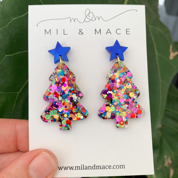 Christmas Tree Resin Dangle Earrings