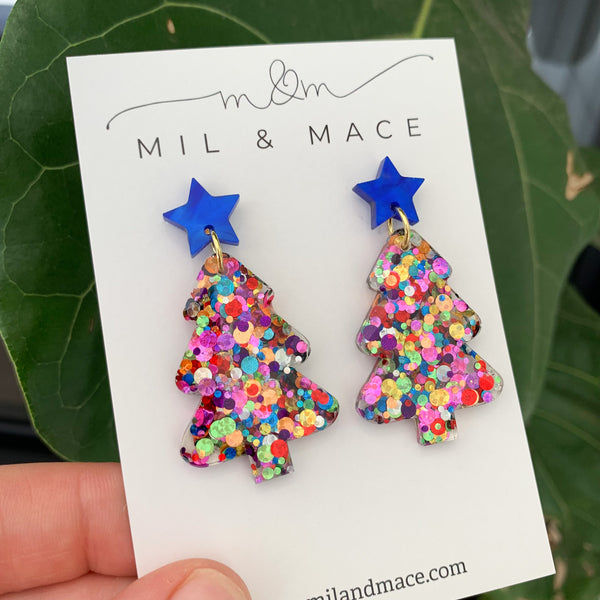 Christmas Tree Resin Dangle Earrings