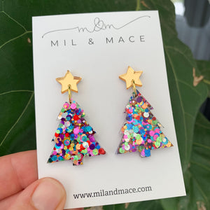 Christmas Tree Resin Dangle Earrings