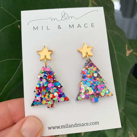 Christmas Tree Resin Dangle Earrings