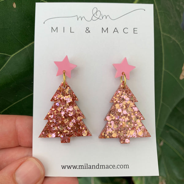 Christmas Tree Resin Dangle Earrings
