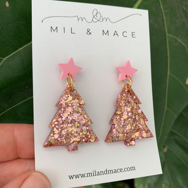 Christmas Tree Resin Dangle Earrings