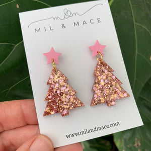 Christmas Tree Resin Dangle Earrings