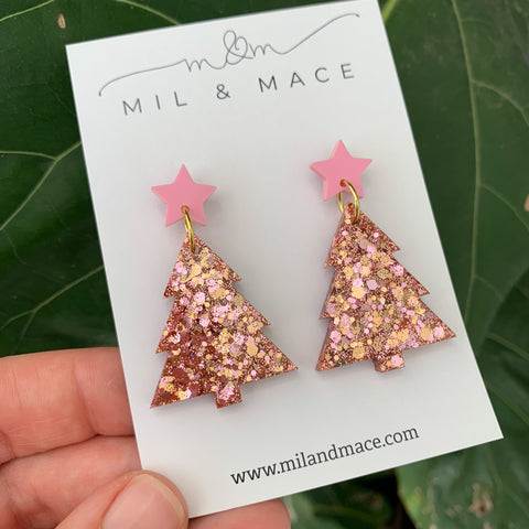 Christmas Tree Resin Dangle Earrings