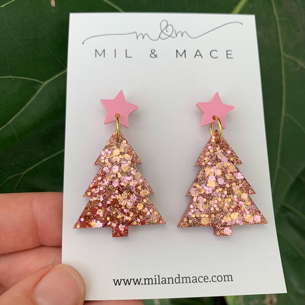 Christmas Tree Resin Dangle Earrings