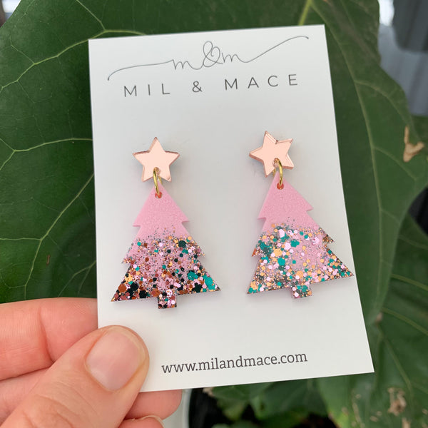 Christmas Tree Resin Dangle Earrings
