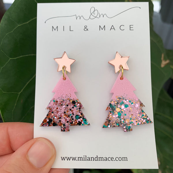 Christmas Tree Resin Dangle Earrings