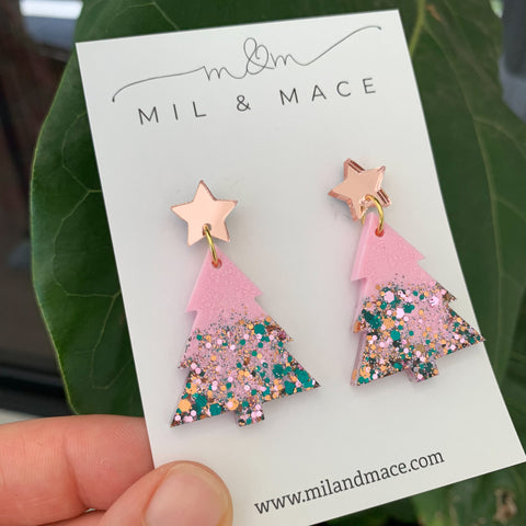 Christmas Tree Resin Dangle Earrings