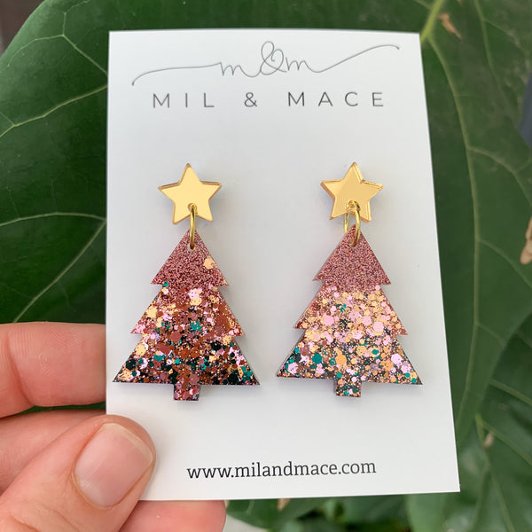 Christmas Tree Resin Dangle Earrings