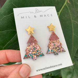 Christmas Tree Resin Dangle Earrings