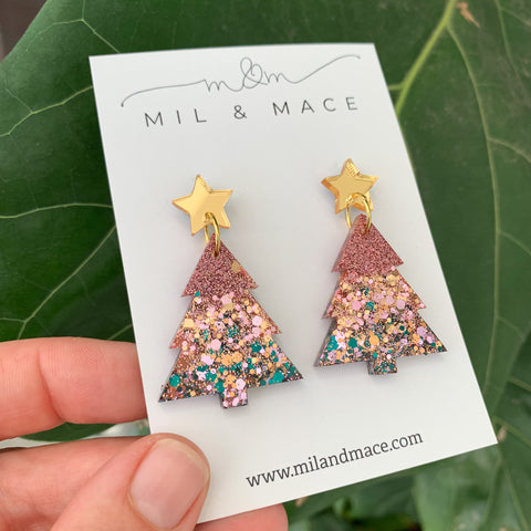 Christmas Tree Resin Dangle Earrings