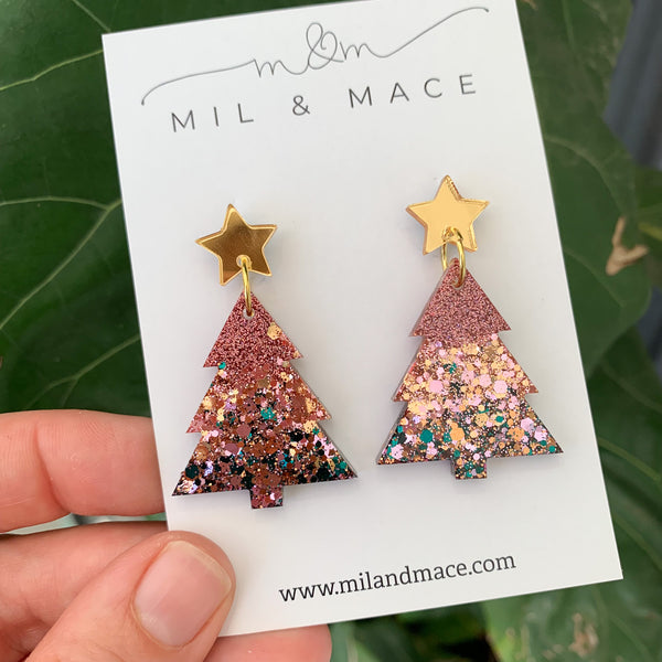 Christmas Tree Resin Dangle Earrings