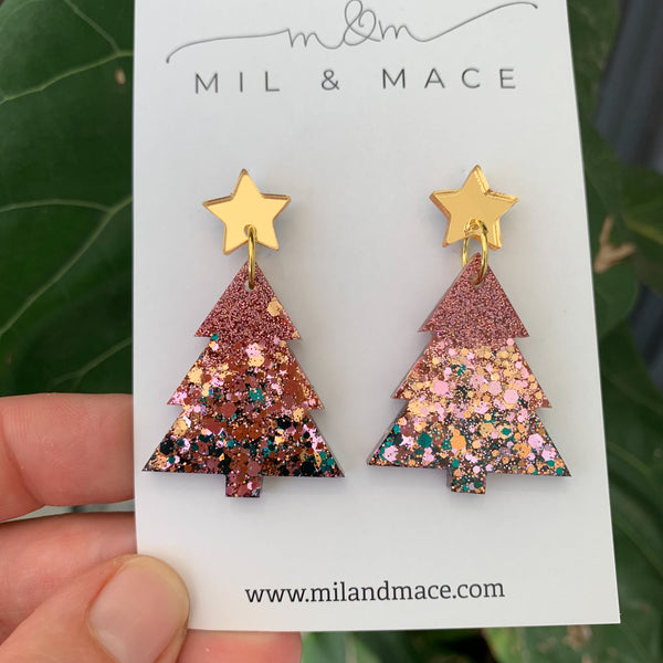 Christmas Tree Resin Dangle Earrings