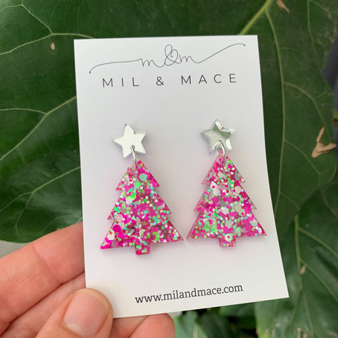 Christmas Tree Resin Dangle Earrings