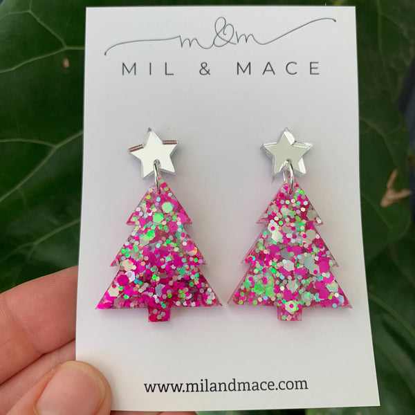 Christmas Tree Resin Dangle Earrings