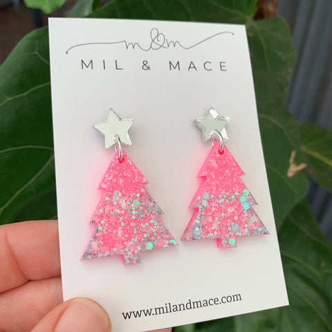 Christmas Tree Resin Dangle Earrings