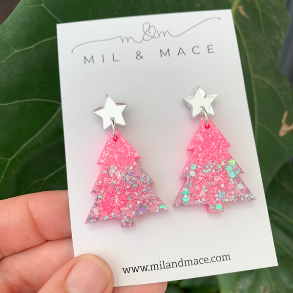 Christmas Tree Resin Dangle Earrings