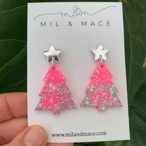 Christmas Tree Resin Dangle Earrings