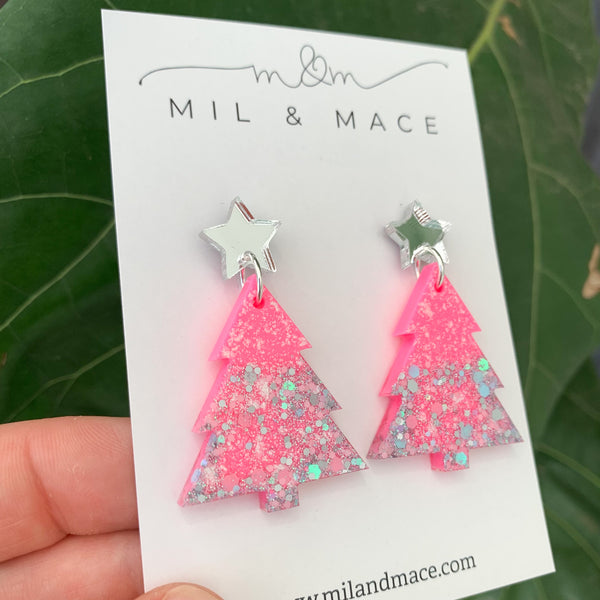 Christmas Tree Resin Dangle Earrings