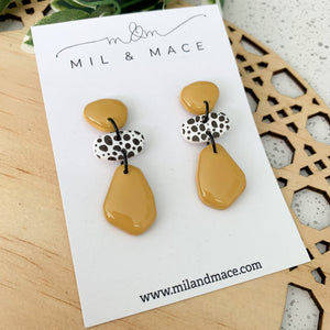 Pebbles Polymer Clay Dangle Earrings with resin finish