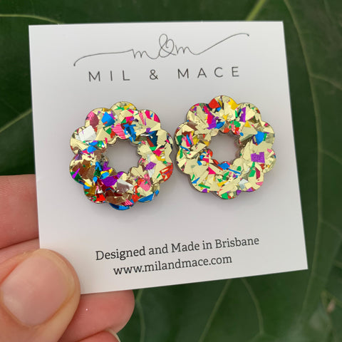 Christmas Wreath Acrylic Stud Earrings