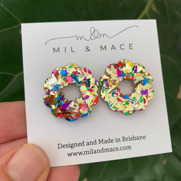 Christmas Wreath Acrylic Stud Earrings