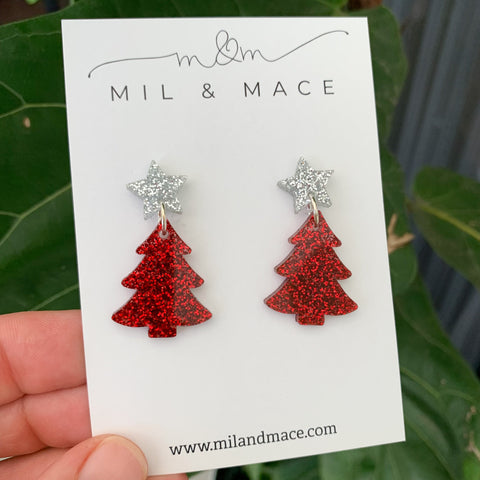 Christmas Tree Acrylic Dangle Earrings