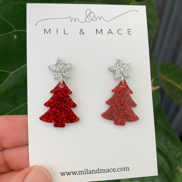 Christmas Tree Acrylic Dangle Earrings