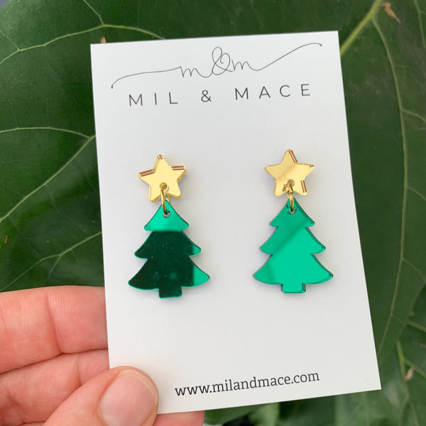 Christmas Tree Acrylic Dangle Earrings