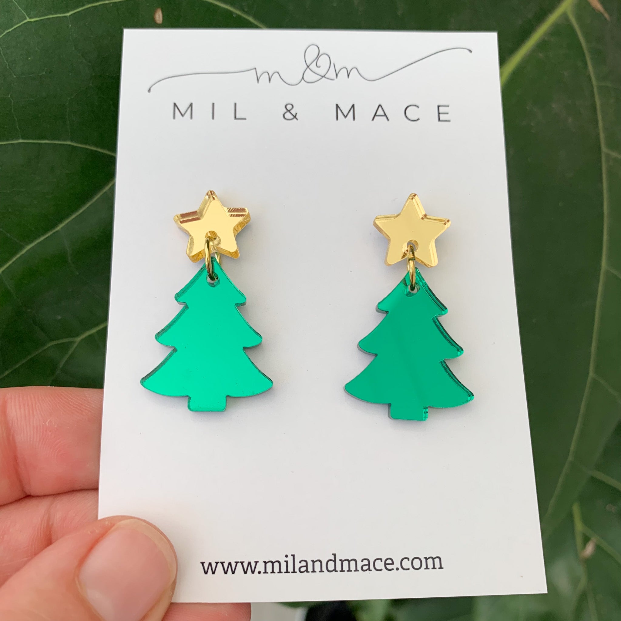 Christmas Tree Acrylic Dangle Earrings