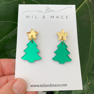 Christmas Tree Acrylic Dangle Earrings